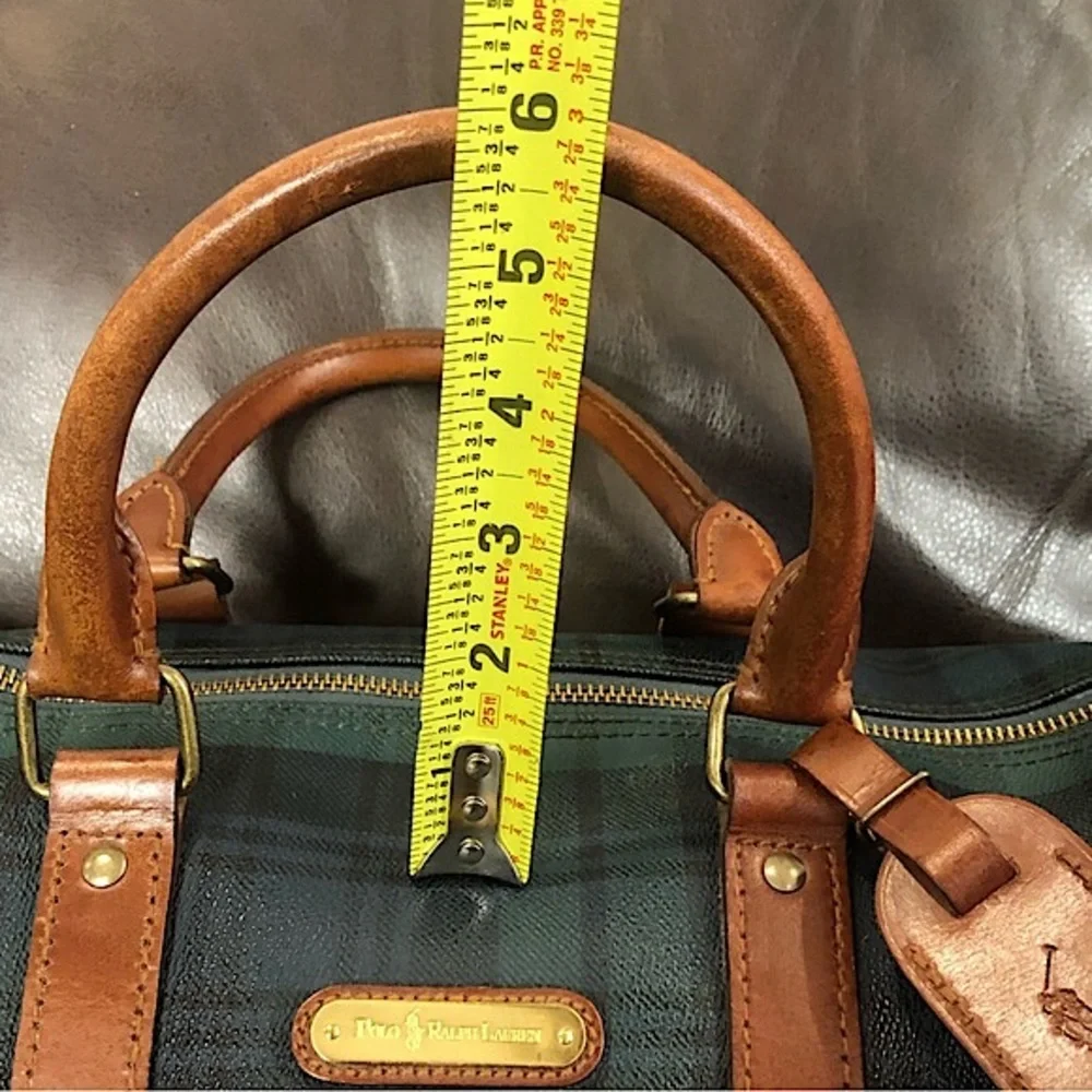 RALPH LAUREN Black Watch Plaid Boston Travel Duffle Shoulder Bag 40cm